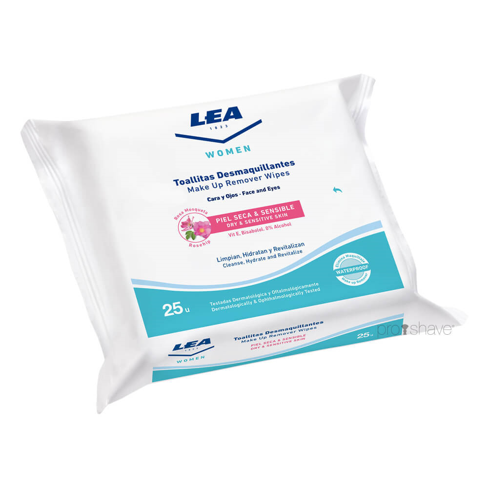 Se LEA Make Up Remover Wipes Rosehip, Dry and Sensitive Skin, 25 stk. hos Proshave